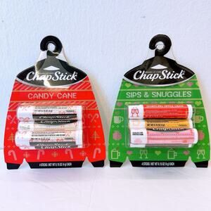 ChapStick Winter Holiday Collection Lip Balm Sips Snuggles & Candy Cane Lot Of 8